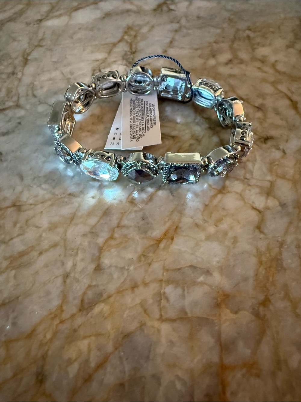 White House Black Market Silver-Tone Crystal Link Bracelet
